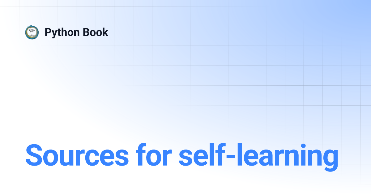 Sources for self-learning | Python Book